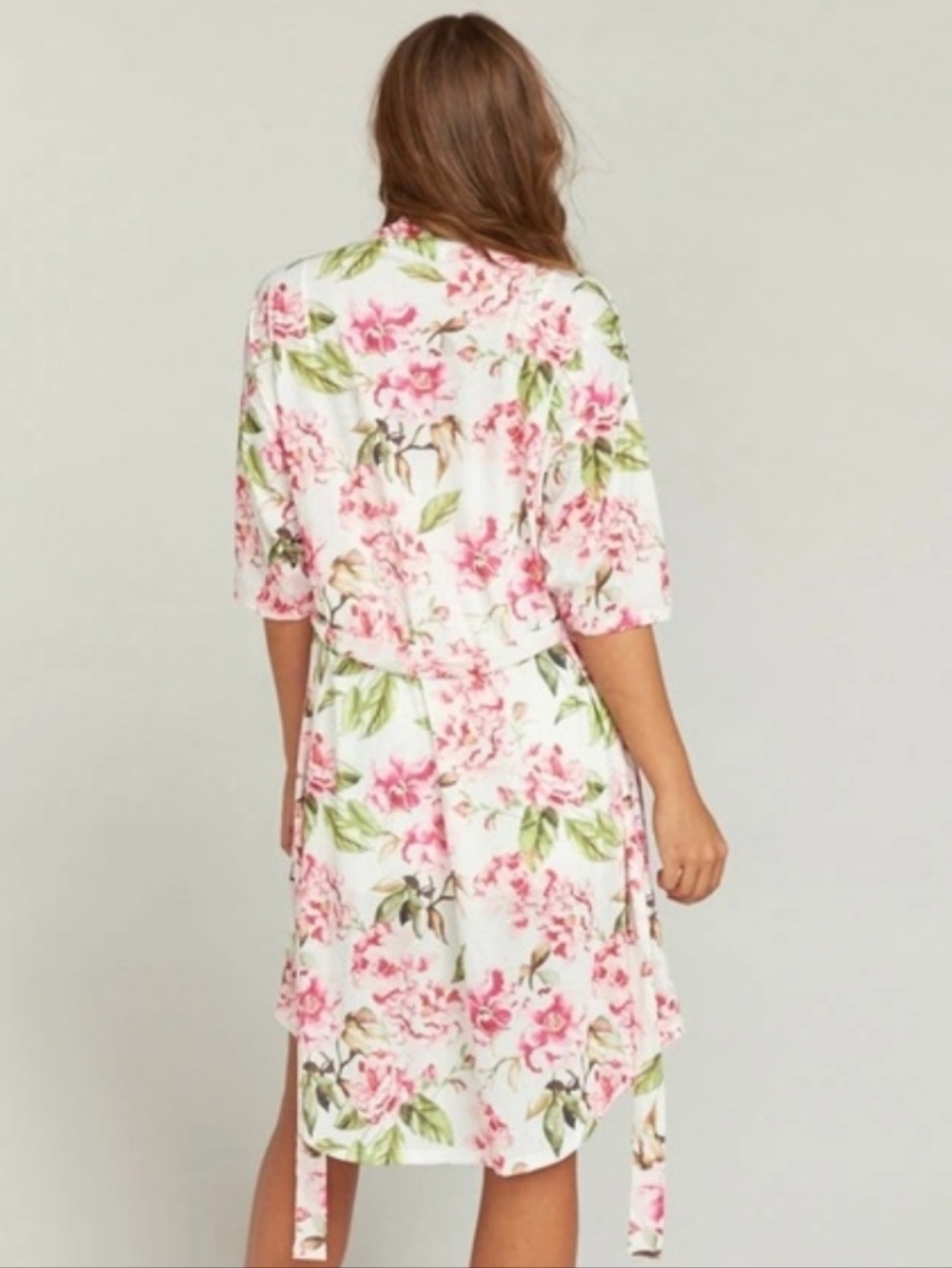 Show Me Your Mumu Floral Belted Robe/Kimono Garden of Blooms White Pink One Size - Picture 3 of 8